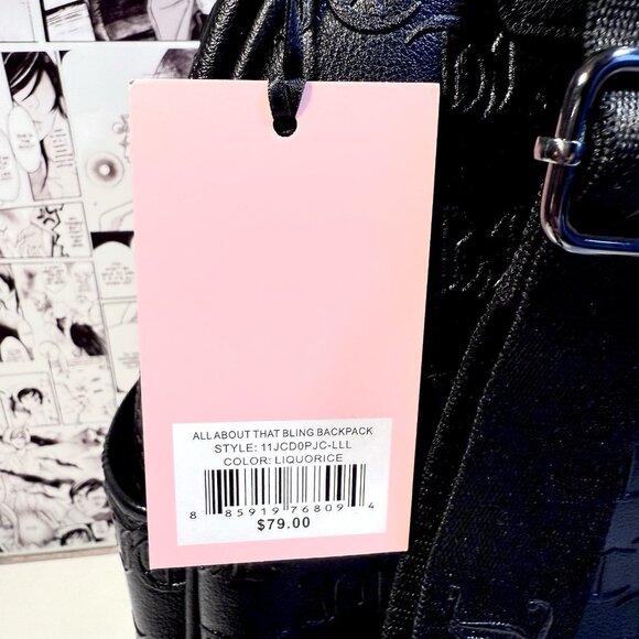 JUICY COUTURE ALL ABOUT THAT BLING SATCHEL CROSSBODY BACKPACK & POUCH LICORICE - Picture 7 of 10